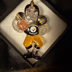 Pittsburgh Steelers Angry Football  Christmas Glass Ornament